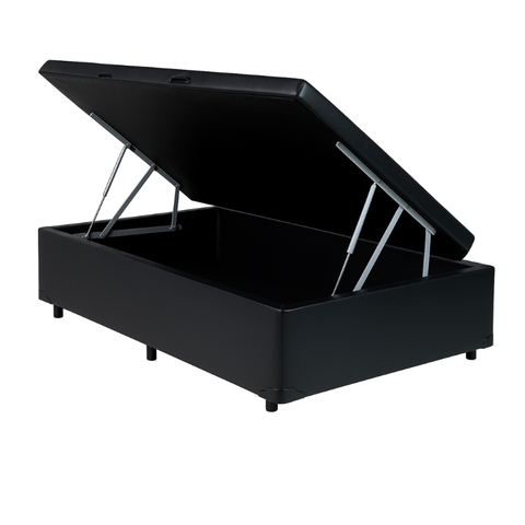 Cama Box Solteiro Baú Suede Preto – 88x188x35