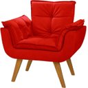 Ver imagem 2 de Kit 2 Poltronas Decorativas Opalla Suede Vermelho Pés Palito Caramelo para Sala de Estar Luxo - Bela