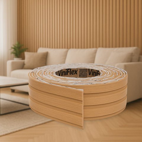 Painel Ripado Laminado Autocolante Bege Carvalho 20 Metros