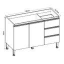 Ver imagem 2 de Armário Balcão P/cozinha 120cm com Pés 1303 Linha Conecta Genialflex