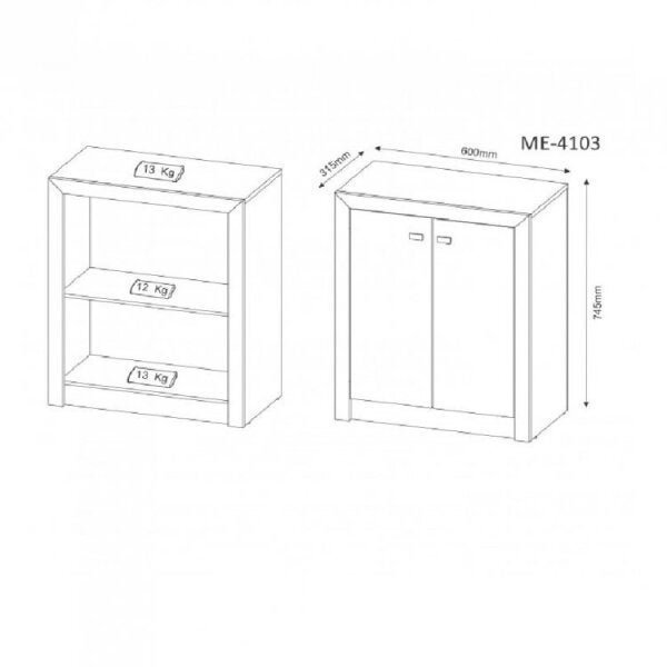 Kit 4 peças com Escrivaninha, Estante, Armário Multiuso Alto e Armário Multiuso Baixo - 3