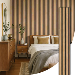 Painel Ripado Acústico Madeira Natural Ikara - 270x32cm