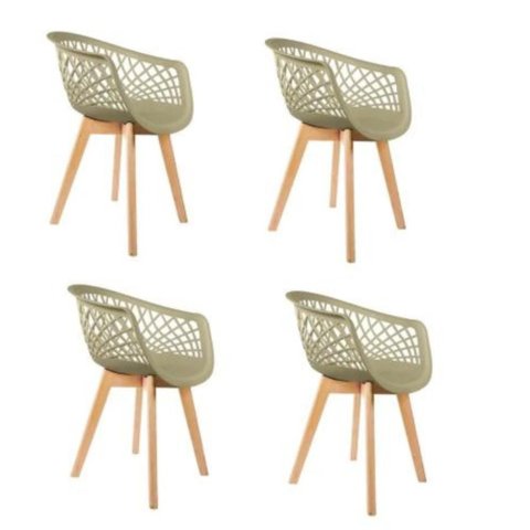 Kit com 4 Cadeiras Web Wood Fendi com Pés de Madeira Design Moderno e Elegante