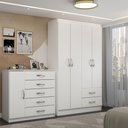 Ver imagem 1 de Guarda-roupa Solteiro Natalie 4 Portas 2 Gavetas com Cômoda 1 Porta 5 Gavetas Branco - Panorama Móve