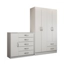 Ver imagem 3 de Guarda-roupa Solteiro Natalie 4 Portas 2 Gavetas com Cômoda 1 Porta 5 Gavetas Branco - Panorama Móve