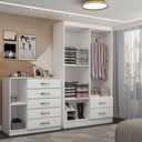 Ver imagem 2 de Guarda-roupa Solteiro Natalie 4 Portas 2 Gavetas com Cômoda 1 Porta 5 Gavetas Branco - Panorama Móve