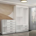Ver imagem 5 de Guarda-roupa Solteiro Natalie 4 Portas 2 Gavetas com Cômoda 1 Porta 5 Gavetas Branco - Panorama Móve