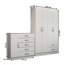 Ver imagem 4 de Guarda-roupa Solteiro Natalie 4 Portas 2 Gavetas com Cômoda 1 Porta 5 Gavetas Branco - Panorama Móve