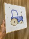 Ver imagem 1 de Kit 7 Quadros Infantis Transportes Aquarela 26x26 Moldura Filete Crua sem Vidro