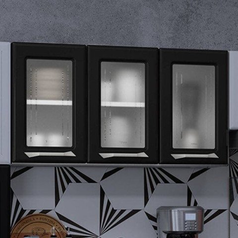 Armário de Cozinha em Aço Aéreo Triplo Topázio Preto/Branco
