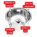 Ver imagem 3 de 1 Unidade Cuba Inox 304 Anticorrosiva 30x15cm - Alta Durabilidade!