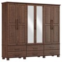 Ver imagem 3 de Guarda-roupa Bipartido 6 Portas 6 Gavetas Ouro Café Madeira Pinus - Finestra