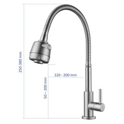 Torneira Cozinha Gourmet Flexível Giratória Mesa Preta Doan Nox06b - 4