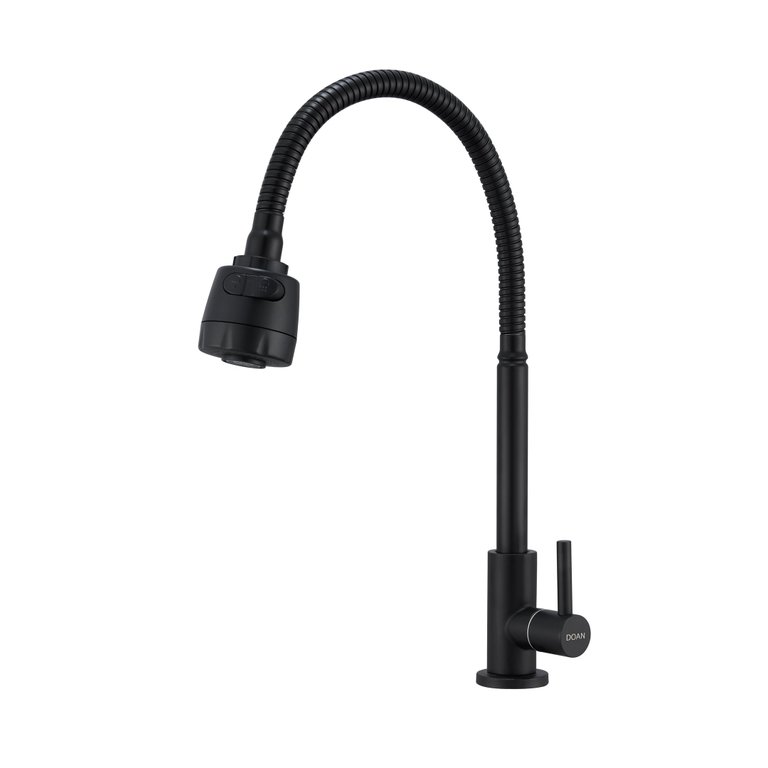 Torneira Cozinha Gourmet Flexível Giratória Mesa Preta Doan Nox06b