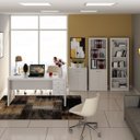 Ver imagem 1 de Conjunto 4 Peças com Escrivaninha, Balcão, Armário Multiuso e Estante Branco
