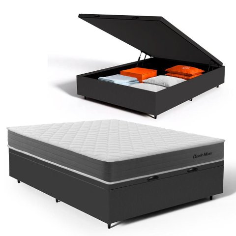Cama Box Baú Casal com Colchão de Molas Ensacadas Classic Maxx 138x188x62cm