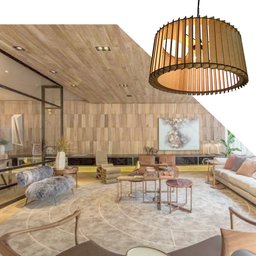 Lustre Luminária Pendente de Madeira MDF Mod. Paris GD Inclinado - 2