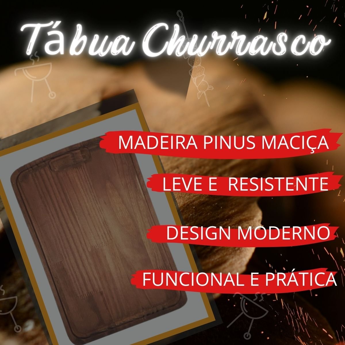 Kit 15 Tabuas de Carne Para Churrasco Tamanho Médio Rústica - 3