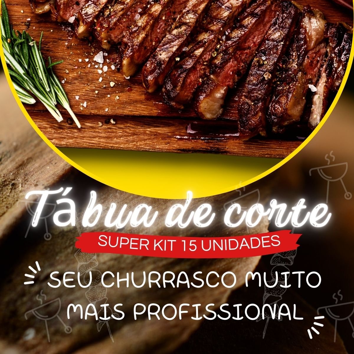 Kit 15 Tabuas de Carne Para Churrasco Tamanho Médio Rústica - 2