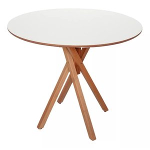 Mesa de Jantar Redonda de Madeira - June de 90cm Cor Branca