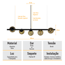 Ver imagem 5 de Lustre Pendente Figo Preto - 5 Globos Esfera de Vidro Âmbar