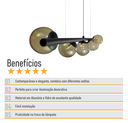 Ver imagem 6 de Lustre Pendente Figo Preto - 5 Globos Esfera de Vidro Âmbar