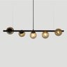 Lustre Pendente Figo Preto - 5 Globos Esfera de Vidro Âmbar - 2