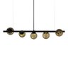 Lustre Pendente Figo Preto - 5 Globos Esfera de Vidro Âmbar - 1