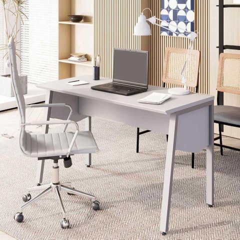 Escrivaninha para Escritório Tampo Chanfrado 120cm Cinza F5 Office