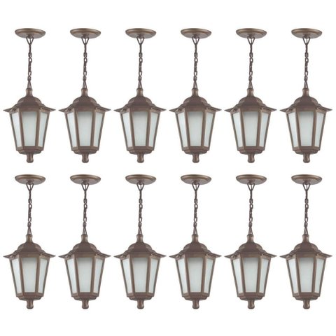 Conjunto 12 Pendentes de Teto Marrom Bivolt Luminárias Colon
