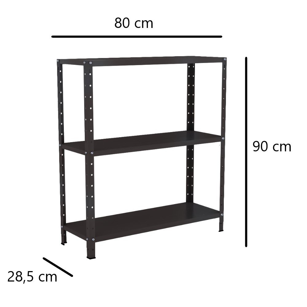 Estante Aço 3 Prateleiras Livros Cozinha Quarto Eaf007 Preto - 4