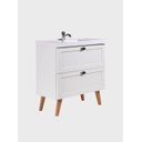Ver imagem 5 de Gabinete para Banheiro com Cuba e Espelho Redondo 80cm Retro MDF Branco Milano - On Móveis