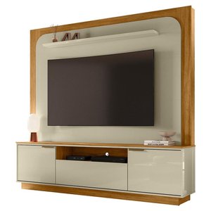 Painel Home Theater Nilo para Tv 75 Pol 2 Portas 200 Cm Cumaru Opala Madetec
