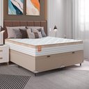 Ver imagem 6 de Cama Box Baú Colchão Casal King Molas Ensacadas Real 193x203x68cm Bege/branco Inducol Branco Nat