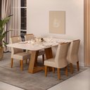 Ver imagem 1 de Conjunto Sala de Jantar Mesa Tampo Vidro 4 Cadeiras Dj Móveis Freijó Kiara Kraft Lidia