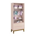 Ver imagem 3 de Jogo de Quarto Infantil Classic Guarda Roupa 2 Portas e Cômoda 6 Gavetas Rosa Fosco com Pés Amadeira