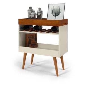 Aparador Café Drink Off White/caramelo Pés em Madeira Pinus Ofertamo