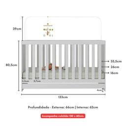 Berço 3 em 1 com Colchão Incluso Doce de Leite Multimóveis Mp4244 - 7
