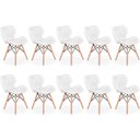 Ver imagem 1 de Kit 10 Cadeiras de Jantar Charles Eames Slim Wood Estofada - Branco
