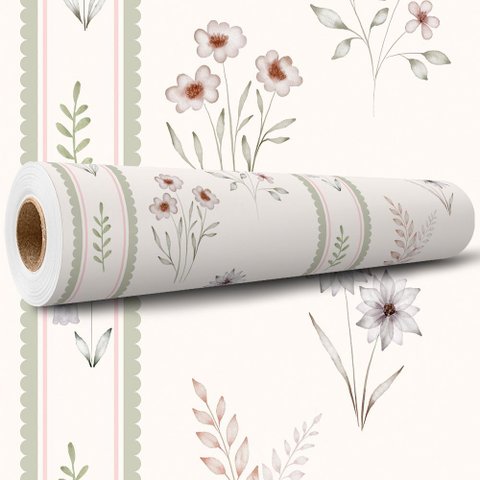 Kit 10 Metros - Papel de Parede Adesivo Floral Vertical Decoração para Quartos