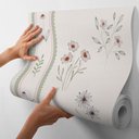 Ver imagem 4 de Kit 10 Metros - Papel de Parede Adesivo Floral Vertical Decoração para Quartos