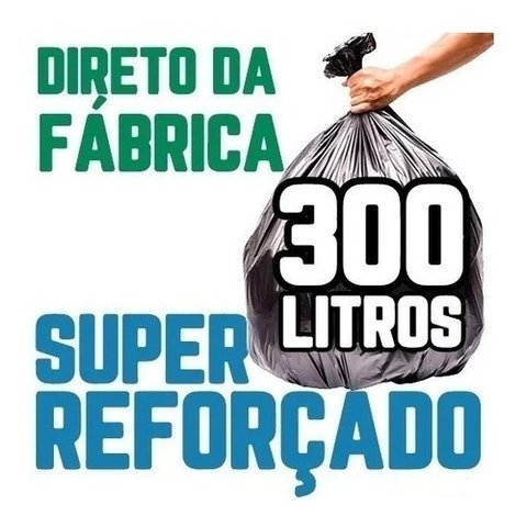 Saco de Lixo 300 Litros 200un Preto Super Reforçado