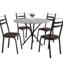 Ver imagem 2 de Conjunto Sala de Jantar Mesa Redonda 80cm Tampo Granito com 4 Cadeiras Milla Preto/Imbuia/Ocre