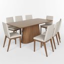 Ver imagem 2 de Conjunto Mesa Olívia 200cm com Vidro 8 Cadeiras Elena Off White/Nature/Caramelo/Creme