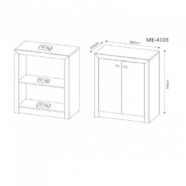 Kit 4 Peças com Escrivaninha, Estante Livreiro, Estante com 2 Portas e Armário Multiuso Baixo - 3