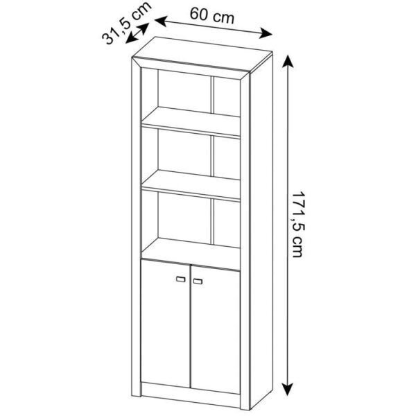 Kit 4 Peças com Escrivaninha, Estante Livreiro, Estante com 2 Portas e Armário Multiuso Baixo - 5