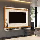 Ver imagem 2 de Painel DAV 1,40m Para TV Até 55'' Tampo em MDF Com Bordas Laqueadas e Acabamento Ripado e Nichos Por