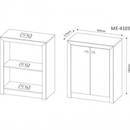 Kit 3 peças com Escrivaninha, Armário Multiuso Baixo e Estante Livreio com 2 Portas - 4