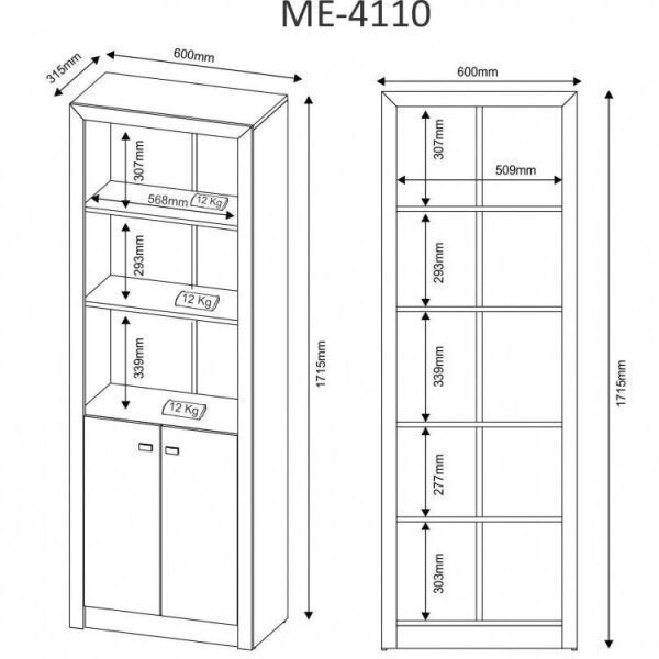 Kit 3 peças com Escrivaninha, Armário Multiuso Baixo e Estante Livreio com 2 Portas - 3