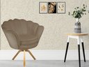 Ver imagem 4 de Poltrona Decorativa Pétala Base Giratória Madeira Suede Capuccino Mz Decor